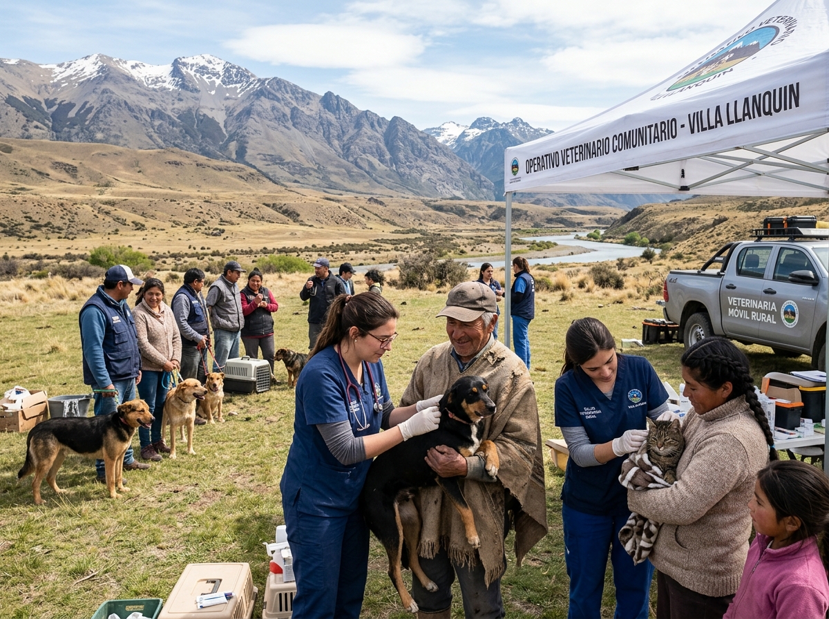 Operativo veterinario comunitario en paraje rural de la Patagonia